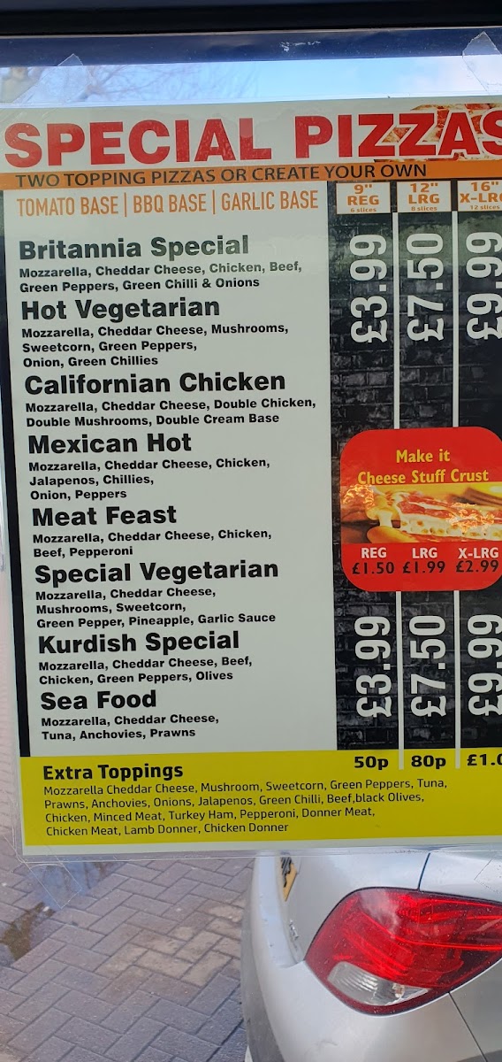 Britannia Pizza Menu - Image 3